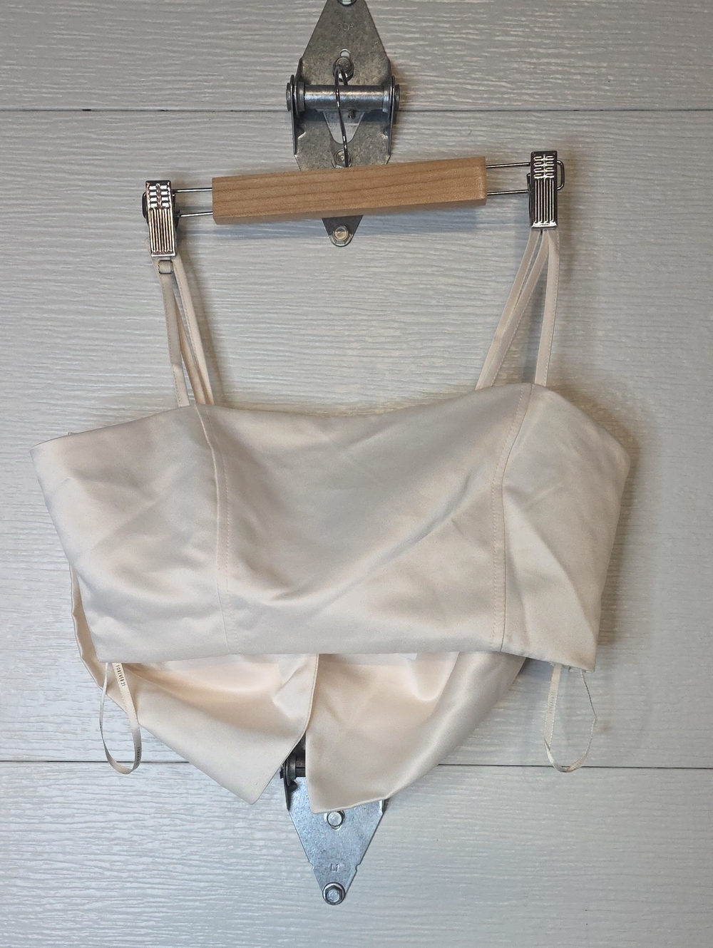 Forever 21 Cream Satin Bustier Crop Top with Adjustable Thin Straps